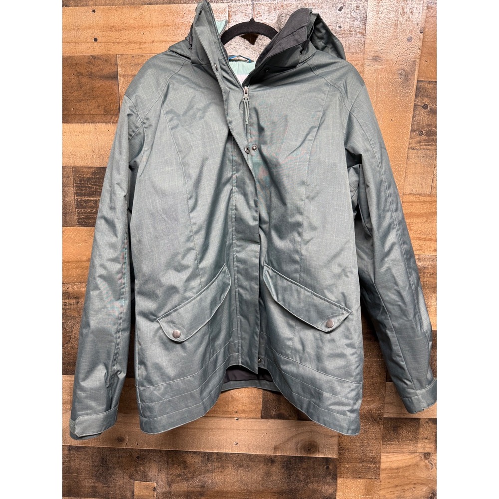 Columbia Sportswear Sage Green Hooded Winter Ski Jacket Women XL